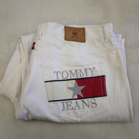 JEANS 90s Vintage Baggy Tommy Hilfiger Signature Jeans Embroidered Signature